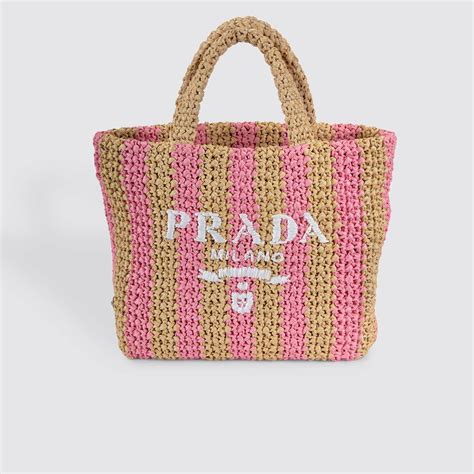 prada pink raffia tote|Prada beach bag raffia.